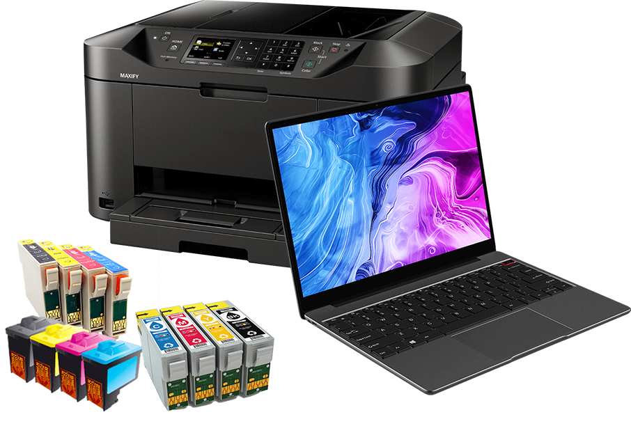 pack informatique, imprimante, ordinateur,cartouche d'encre